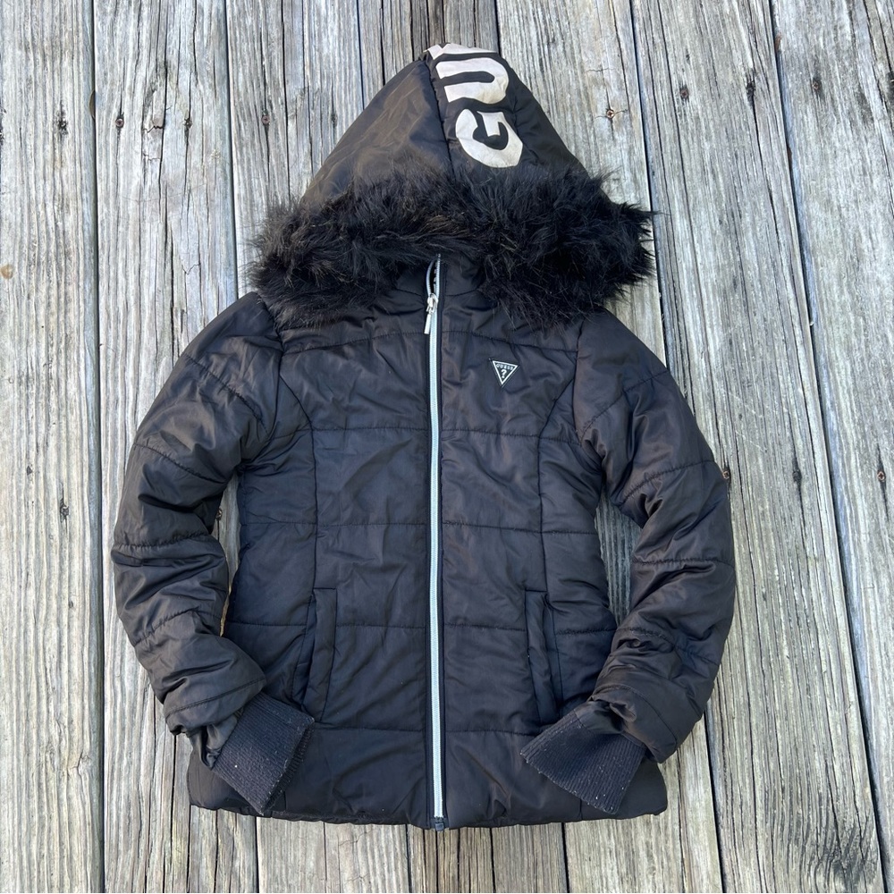 Guess Girls 7 Jacket with Faux Fur Hood Winter Kids